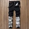Erkek kot pantolon erkekler için düz yırtık 2018 fermuarlı denim moda tasarımcı pantolon siyah beyaz jean erkek boyutu 30-40