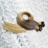 Цвет Ombre # TB / 27 1 г / с 16 "18" 20 "24" Remy Плоская насадка для наращивания человеческих волос Color Fusion 100% Европейское наращивание человеческих волос кератин 100G