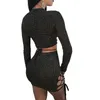 Sexy Womens Autumn long Sleeve Dress Fashiom Bandage 2 Piece Set Black dresses Bodycon Slim Sexy Party Dress Party Cocktail Short Mini Dress