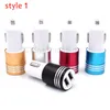 Metal Portable Car Charger Dual 2-Port USB Universal Adapter Various Styles Charger For iPhone Samsung Cellphones