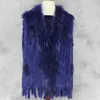 Faroonee New Womens Faux Fur Vest with Raccoon Fur Collar Sleeveless Winter Soft Waistcoat Hairy Jacket Coat DQ2952