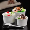 3oz 5oz 8oz White Ice Cream Paper Cup Wegwerp Yoghurt Kom Disposable Smoothie Papier Kom Gebogen Transparante Cover Gratis Verzending