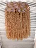 Clip brasiliano nelle estensioni dei capelli Human Virgin Remy marrone chiaro curly 27# 120G Un set