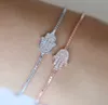 adjust slider chain tiny cz paved hamsa hand charm bracelet 925 sterling silver high quality lucky lovely girl women gift jewelry2185