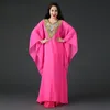 Abaya Dubai İslami Kaftan Şifon Kristal Arap Akşam Elbiseleri Uzun Kollu Boncuklu Balo Elbiseleri Parti Önlükleri Özel Yapım Hy4212