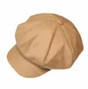 Inverno Mulheres Cor Sólida Francês Boina Newsboy Cap Lã Misturado Outono Plana Octogonal Beanie Caps para Senhora