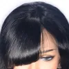 Perucas de cabelo humano de 10 polegadas para mulheres para mulheres retas de renda curta peruca com franja