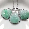 Certyfikat Naturalny Jade Buddha Naszyjnik Wisianek Wisijak z pudełkiem InLay 925 Srebrna biżuteria wisiorki 156n