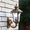 European Outdoor waterproof Gate Wall Lamps Red Bronze Villa Landscape Outside Clear Glass Shade Corridor Hallway Wall Sconces