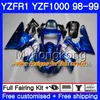 Carrosserie pour YAMAHA noir YZF R 1 YZF 1000 blanc brillant YZF1000 YZFR1 98 99 Cadre 235HM.7 YZF-1000 YZF-R1 98 99 Corps YZF R1 1998 1999 Carénage