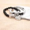 10pc/set Natural 8MM Volcano Stone Bracelet Sets Best Friendship Couple Gifts for Men Women Handmade Yoga Jewelry