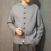 Mens outono jaqueta de linho chinês traje respirável cinza azul vermelho botões tang terno chinês estilo casual confortável exterior