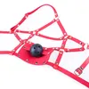 Adult Fun Red Strengthen Mask Mesh Mouth Ball Fetish Restraint Sex Bondage Ball Gag Fantasy Sex Mouth Mask Cosplay Harness Gags