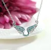 Elegant girl crystal necklace shiny plating angel wing necklaces for women nice gift Valentine's Day 5 color free ship