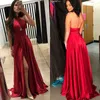 Cheap High Quality Evening Dresses Halter Sleeveless Open Back Zipper up Ruched Cut Out Design Long Prom Party Gowns with Split