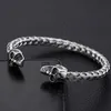 Punk Skull Wolf Head Style Mens Bracelets & Bangles Stainless Steel 12MM Wide Cuff Wristband Brazaletes Jewelry