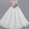 3D Floral Robe de Mariée Sexig Off Shoulder Pärlor Applique Lace Ball Gown Bröllopsklänningar Glamorös Saudiarabien Vestido de Novia Bridal Dres