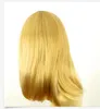 Mittellange Cos-Perücke für Damen, hellblonde goldene Haarperücken