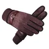 Vier Arten Schwarz Braun Winter Warme Leder Dicke Samt Finger Handschuhe