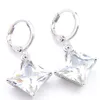 Tout nouveau 10 paires de boucles d'oreilles Luckyshine bijoux de mariage carré topaze blanche zircon cubique pierres précieuses boucles d'oreilles pendantes en argent