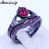 Choucong 4 Farben Geburtsstein Frauen Claddagh Ring 5A Zirkon CZ Schwarzes Gold gefülltes Ehering -Braut -Sets Ring für Frauen Männer5910283