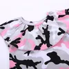 Baby Girls Clothes 2018 Newest Fashion Pink Comouflage Sleeveless T Shirts+ PU Skirts 2Pcs Set Kids Children Summer Clothing Outfits