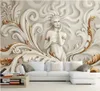 Custom 3D Wall Paper Goddess Of Mercy Gold Embossed Wallpaper Sofa Living Room TV Backdrop Wall Sticker