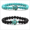 Bracelet à breloques en pierre de lave noire naturelle, tortue Turquoise, diffuseur d'huile essentielle d'aromathérapie, bijoux de Yoga pour femmes