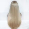 parte livre dianteira do laço peruca loira Bege reta resistente ao calor composição do cabelo Branco Mulheres diário Presente de casamento Partido cabelo sintético Perucas