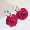 Fashion velvet Flower Earrings for Women Party Water Drop Resin Dangle Earrings Korean Jewelry Charms Accessories