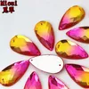 50pcs 16*30mm Double color Acrylic crystal Drop shape sew on rhinestone silver base flatback Beads with 2 holes Accessories ZZ97