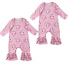 2018 Nuovi vestiti per bambini Manica lunga Rosa Floreale Unicorno Pagliaccetto Dolce Neonate Tuta Infantile Bambina Primavera Autunno Abiti monopezzo