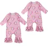 2018 Nouveaux Vêtements Pour Enfants À Manches Longues Rose Floral Licorne Barboteuse Doux Bébé Filles Combinaison Infant Toddler Fille Printemps Automne One-Pieces Tenues