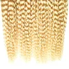 #613 Bleach Blonde Tape In Human Hair Extensions 10"-26" 400g 160pcs Brazilian kinky curly Hair On Invisible Tape PU Skin Weft