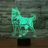 Visual Husky Pet 3D Night Light Lampada da tavolo a LED 3D Lihgting 7 Cambia colore Lampada USB Camera da letto Decorazione natalizia # R54