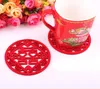 Style chinois Non-tissé Double Bonheur Dessous De Verre Fournitures De Mariage Anniversaire Présent Faveurs De Mariage Tasse Tapis Rouge