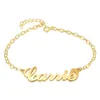 Script Name " Angel " Charm Bracelets for Women Personalized 18k Gold plated Stainless Steel Engrave Custom Bracelet Charm Christmas Gift