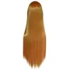 80cmの長い黄色のまっすぐなコスプレ耐熱髪のウィグのアニメの衣装フルかつら