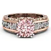 로즈 골드 다이아몬드 토프 링 엠보싱 꽃 약혼 결혼 반지를위한 윌과 샌디 패션 보석