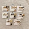 Fashion Hair Tillbehör Houndstooth Knapp Imitiation Pearl Hair Clips Metal Heart Star Crystal Hairpin Barrett 3pcs / Set