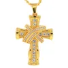 Hip Hop cross gold Pendants Necklaces & Pendants Bling Bling Iced Out Crystal Necklaces Stainless Steel Rope Chain