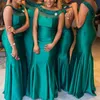 Dark Green Nigerian Bridesmaid Dresses South African Mermaid Bateau Neck Sleeveless Maid Of Honor Gowns Glamorous Black Girls Prom Dress