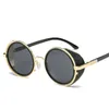 Steampunk lunettes de soleil hommes gothique rond lunettes de soleil Vintage hommes marque Design Punk vapeur lunettes de soleil lunettes