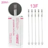 50st Steriliserad Premium Tattoo Needles High Precision Straight Flat Shader 13F 15F Single Row Tattoo Needles