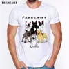 Novos chegados de moda de moda francesa impressa camiseta masculina cães camisetas de animais verão de alta qualidade