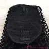Afro Kinky Curly Ponytail Hairpiece Clip en extensiones de cabello de cola de caballo para mujeres negras Cordón Natural Coily Ponytail para afroamericano
