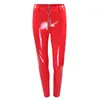 Leggings Freicici Femmes Sexy Brillant PU Leggings en cuir avec fermeture à glissière arrière Push Up Faux Pantalon en cuir Pantalon en caoutchouc Latex Jeggings Noir Rouge1