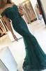 Seksowne nowe koronkowe sukienki na balu z kolumną na ramię Veatidos Applique Tiulle Buttle Długość podłogi Mermaid Długie suknie wieczorowe