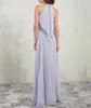 Lilac Bridesmaid Dresses Chiffon Long Halter Sleeveless Floor Length Wedding Party Dresses Cheap Light Yellow/Royal Blue/burgundy