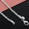 4mm 925 Sterling Silver Twisted Rope Chain 16-30Inches Kvinnor Lyx Högkvalitativt Halsband för Women Manes Fashion Smycken i Bulk